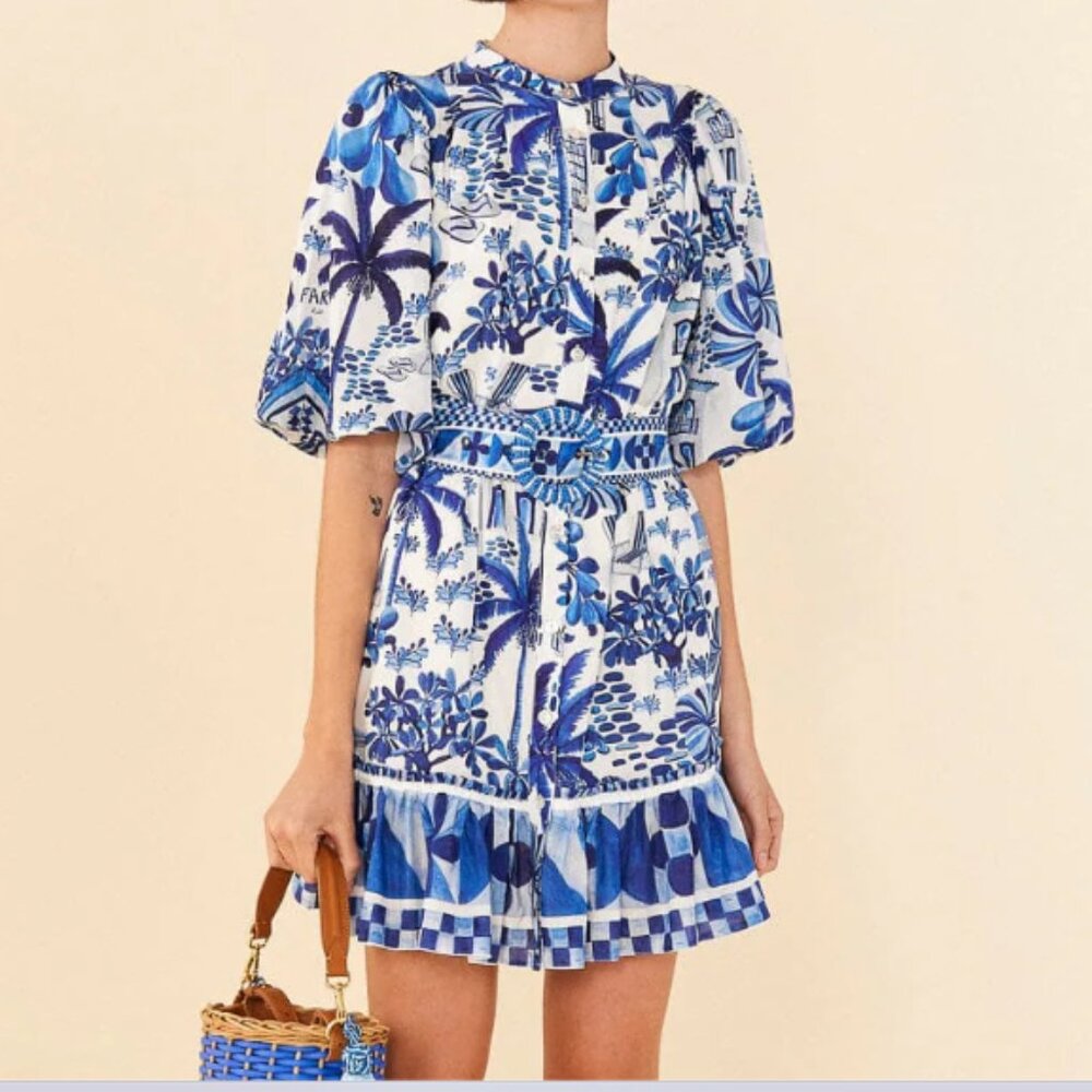 Farm Rio sweet rio puff sleeve mini dress